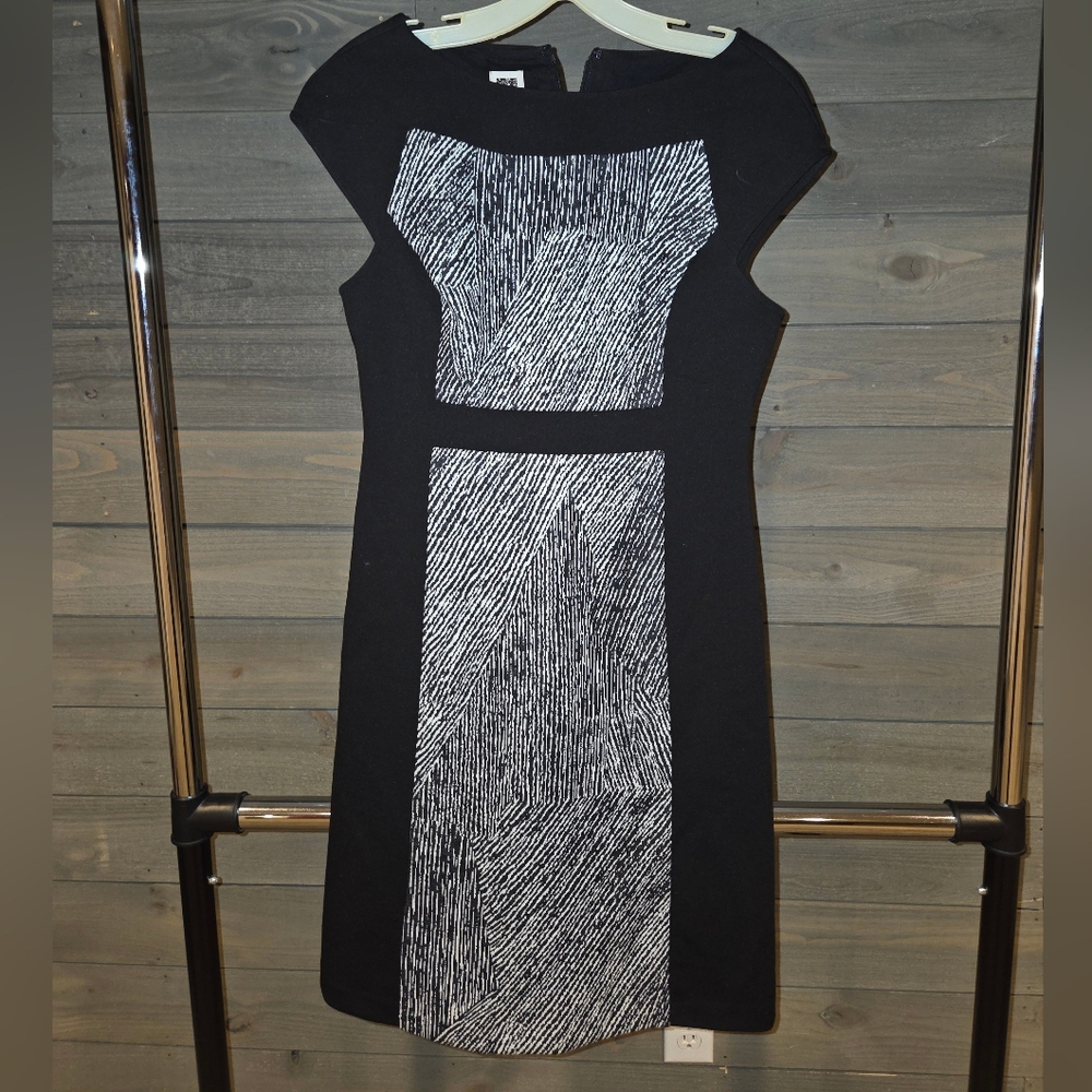 Anne Klein Black and White Geometric Midi Dress